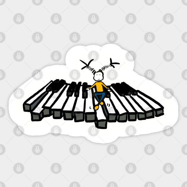 Flying piano 1 woman Sticker by Guastevi